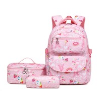 Grundschüler-Rucksack, Cartoon-Druck, Mittelschüler-Schultasche, weiblicher Grundschüler, leichter, wasserdichter dreiteiliger Rucksack